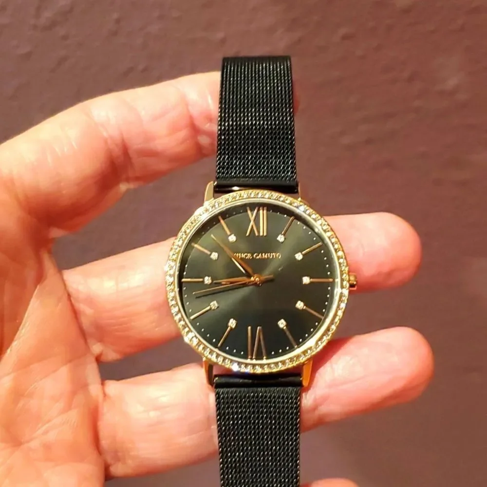 VINCE CAMUTO WATCH, Rhinestone Bezel, Stainless Steel band,Rose Gold, NWOT.